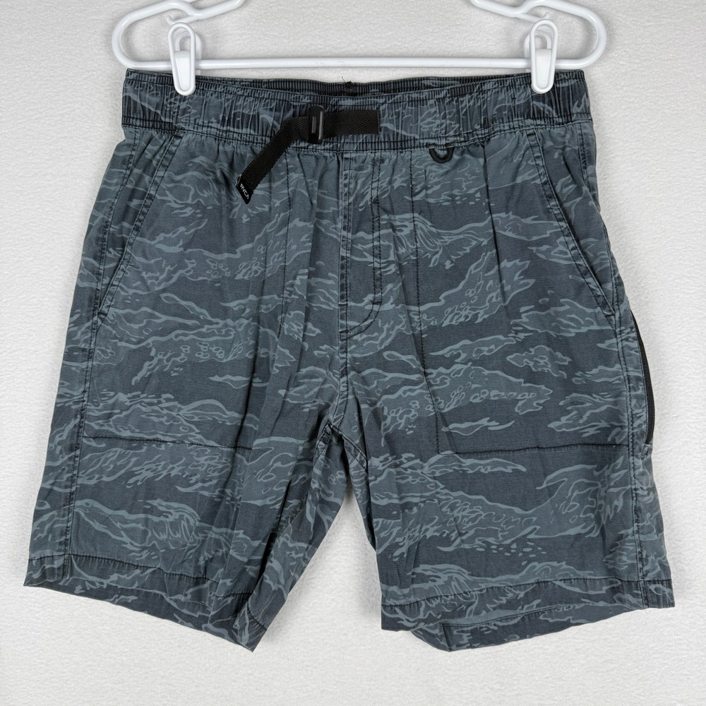 RVCA Civic 2‎ Hybrid Shorts Mens M Charcoal Grey Tiger Camo Belted Zipper Cargo